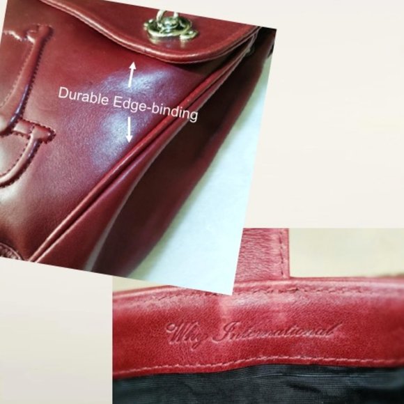 WHY Vintage Burgundy Red Genuine Leather Backpack Silver-tone Turn lock … - Picture 10 of 13